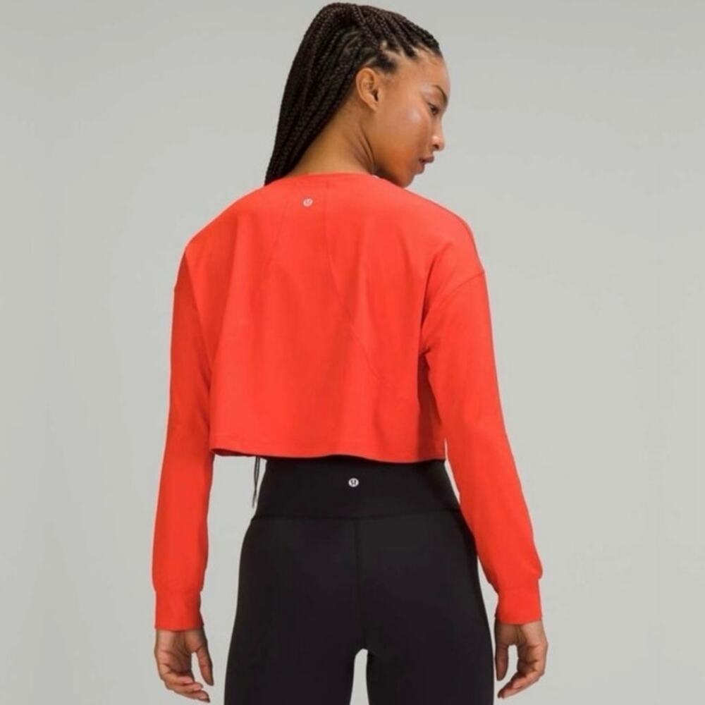 Lululemon Muscle Love Long Sleeve in Autumn Red Workout Crop Top Shirt, Size 12